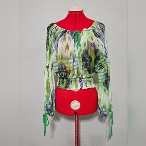 Green multicolored blouse